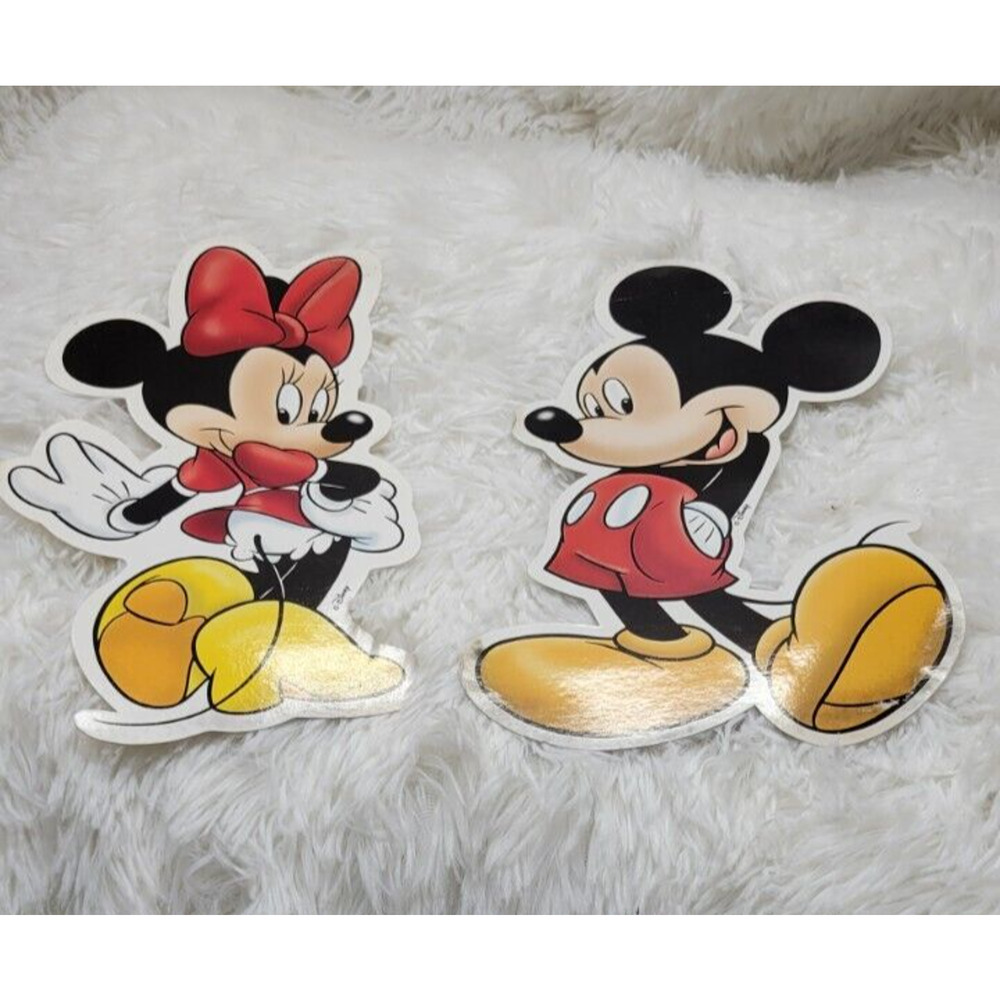 Vintage Disney 10" Lot of 2 Mickey and Minnie Mouse Unused Postcards READ